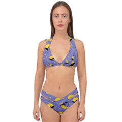 Bats With Yellow Moon Double Strap Halter Bikini Set by SychEva