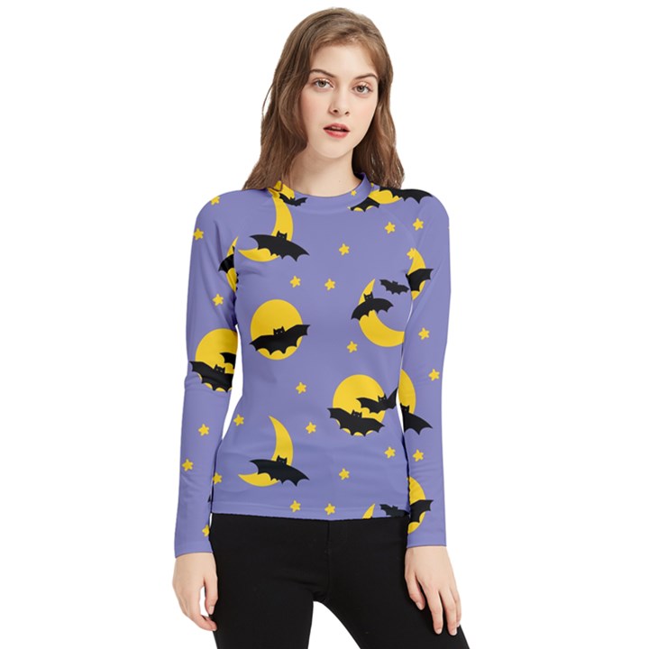 Bats With Yellow Moon Women s Long Sleeve Rash Guard