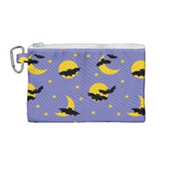 Bats With Yellow Moon Canvas Cosmetic Bag (medium) by SychEva