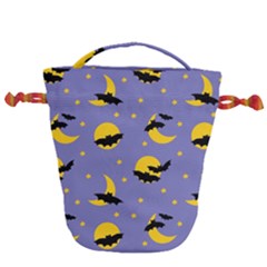 Bats With Yellow Moon Drawstring Bucket Bag by SychEva