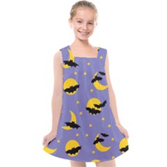 Bats With Yellow Moon Kids  Cross Back Dress by SychEva