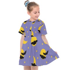 Bats With Yellow Moon Kids  Sailor Dress by SychEva