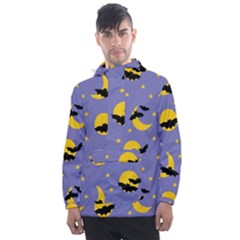 Bats With Yellow Moon Men s Front Pocket Pullover Windbreaker by SychEva