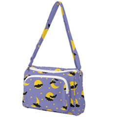 Bats With Yellow Moon Front Pocket Crossbody Bag by SychEva