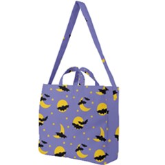 Bats With Yellow Moon Square Shoulder Tote Bag by SychEva