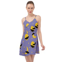 Bats With Yellow Moon Summer Time Chiffon Dress by SychEva