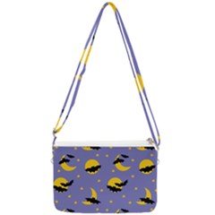 Bats With Yellow Moon Double Gusset Crossbody Bag by SychEva