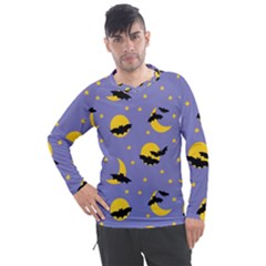 Bats With Yellow Moon Men s Pique Long Sleeve Tee