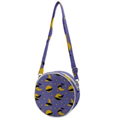 Bats With Yellow Moon Crossbody Circle Bag by SychEva