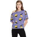 Bats With Yellow Moon One Shoulder Cut Out Tee View1