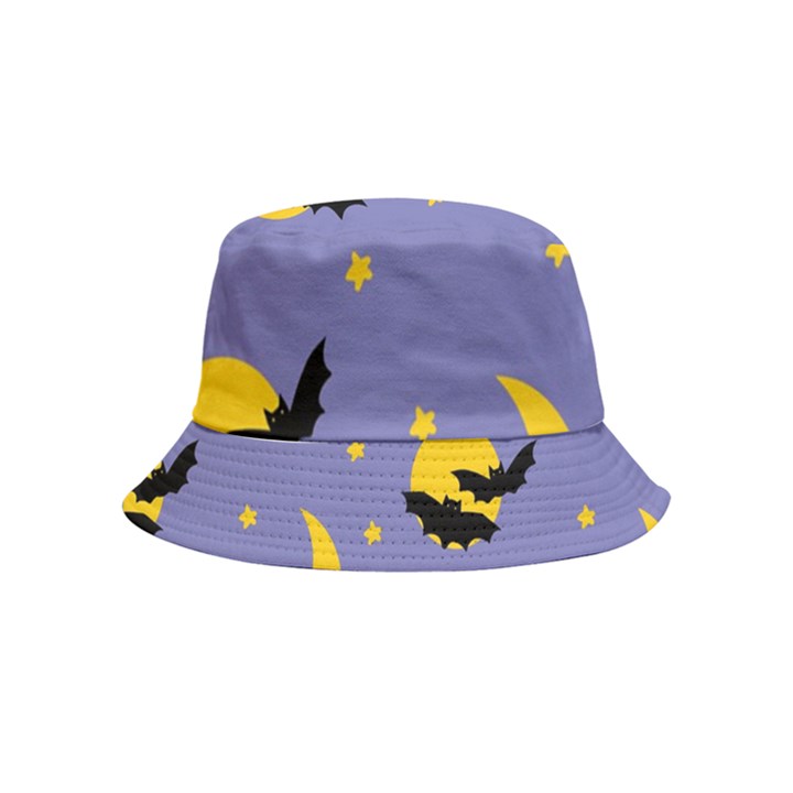 Bats With Yellow Moon Inside Out Bucket Hat (Kids)