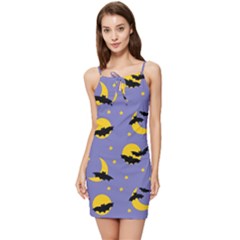 Bats With Yellow Moon Summer Tie Front Dress by SychEva