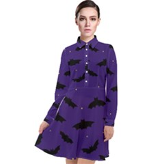 Bats In The Starry Sky Long Sleeve Chiffon Shirt Dress by SychEva