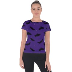 Bats In The Starry Sky Short Sleeve Sports Top  by SychEva