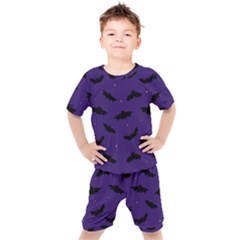 Bats In The Starry Sky Kids  Tee And Shorts Set by SychEva