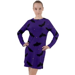 Bats In The Starry Sky Long Sleeve Hoodie Dress