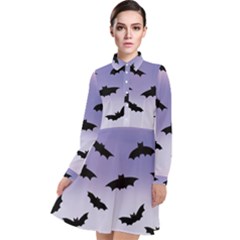 The Bats Long Sleeve Chiffon Shirt Dress by SychEva