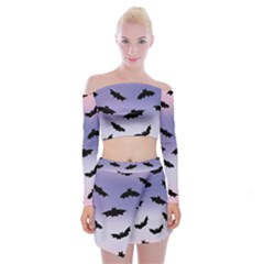 The Bats Off Shoulder Top With Mini Skirt Set by SychEva