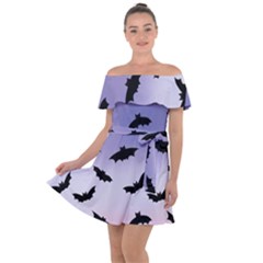 The Bats Off Shoulder Velour Dress by SychEva