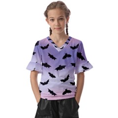 The Bats Kids  V-neck Horn Sleeve Blouse