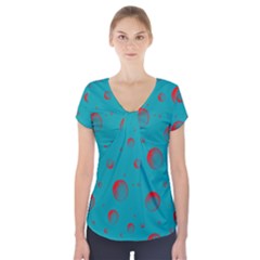 Red Drops Short Sleeve Front Detail Top by SychEva