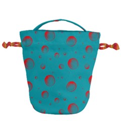 Red Drops Drawstring Bucket Bag by SychEva