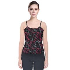 Blue And Red Stains Velvet Spaghetti Strap Top by SychEva