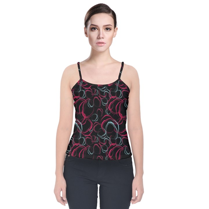 Blue And Red Stains Velvet Spaghetti Strap Top