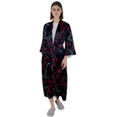 Blue And Red Stains Maxi Satin Kimono by SychEva