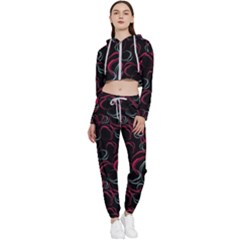 Blue And Red Stains Cropped Zip Up Lounge Set