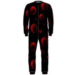 Red Drops On Black Onepiece Jumpsuit (men)  by SychEva