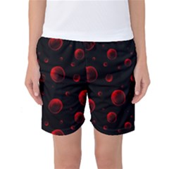 Red Drops On Black Women s Basketball Shorts by SychEva