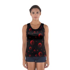 Red Drops On Black Sport Tank Top  by SychEva