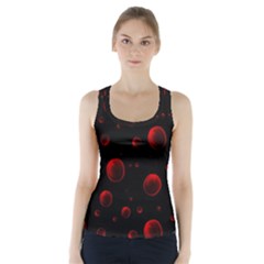 Red Drops On Black Racer Back Sports Top by SychEva