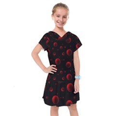 Red Drops On Black Kids  Drop Waist Dress by SychEva