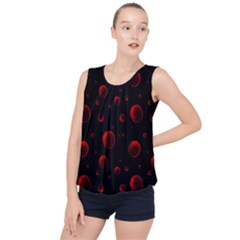 Red Drops On Black Bubble Hem Chiffon Tank Top by SychEva