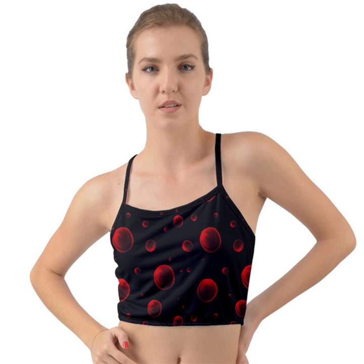 Red Drops On Black Mini Tank Bikini Top