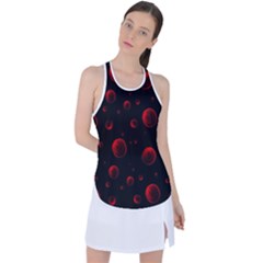 Red Drops On Black Racer Back Mesh Tank Top by SychEva