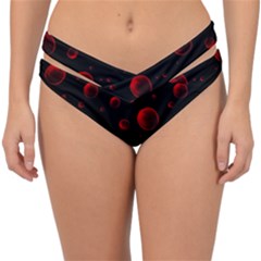 Red Drops On Black Double Strap Halter Bikini Bottom by SychEva