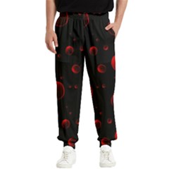 Red Drops On Black Men s Elastic Waist Pants by SychEva