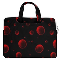 Red Drops On Black Macbook Pro Double Pocket Laptop Bag by SychEva