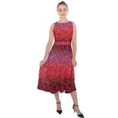 Red Sequins Midi Tie-back Chiffon Dress by SychEva