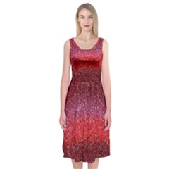 Red Sequins Midi Sleeveless Dress by SychEva