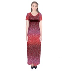 Red Sequins Short Sleeve Maxi Dress by SychEva