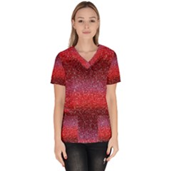 Red Sequins Women s V-neck Scrub Top by SychEva