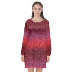 Red Sequins Long Sleeve Chiffon Shift Dress  by SychEva