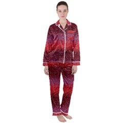 Red Sequins Satin Long Sleeve Pajamas Set by SychEva