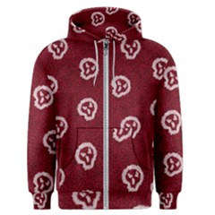 White Skulls On Red Shiny Background Men s Zipper Hoodie by SychEva