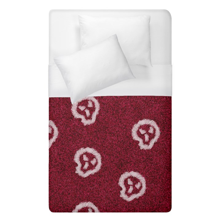 White Skulls On Red Shiny Background Duvet Cover (Single Size)