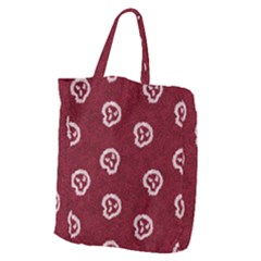 White Skulls On Red Shiny Background Giant Grocery Tote by SychEva